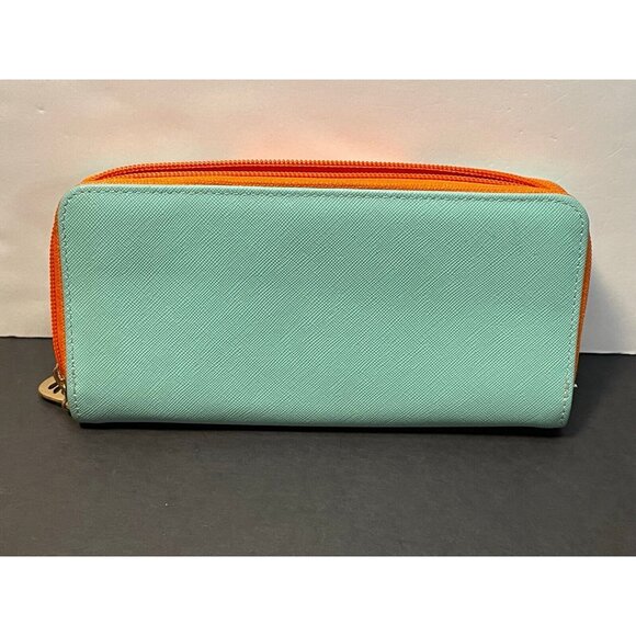 Shinzi Katoh clutch purse wallet canvas zipper blue - Picture 3 of 9